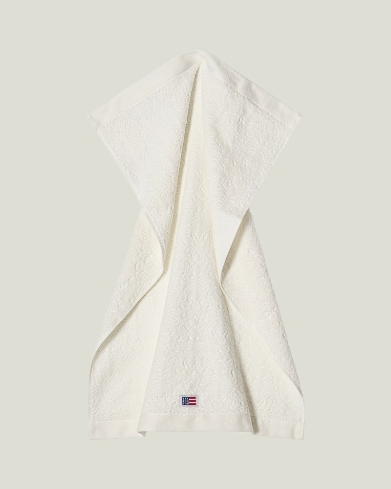 LEXINGTON Velours-Jacquard Ornament-Handtuch, schneeweiß