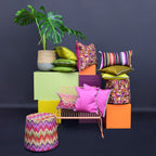 Rohleder Tulum Ola Pouf – Bunter Sitzhocker mit Stickoptik
