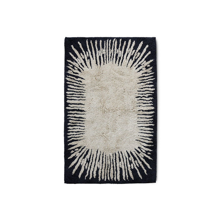 HKliving Monochrome Badematte – Baumwolle, 75x120 cm, black/cream