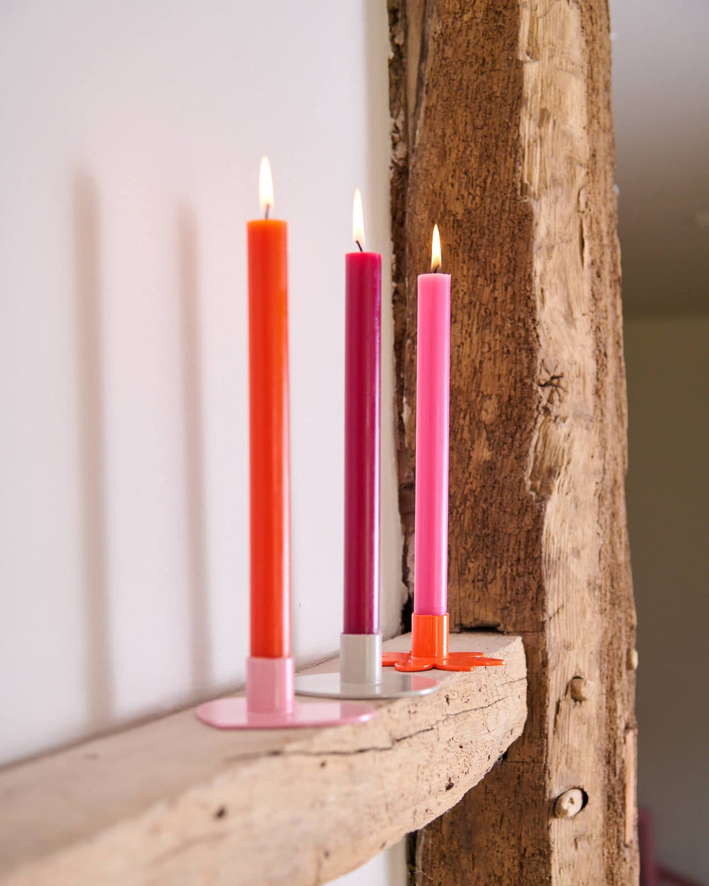 Kerzenständer | Kerzenhalter für Stabkerzen BLUME Orange + Kerze
