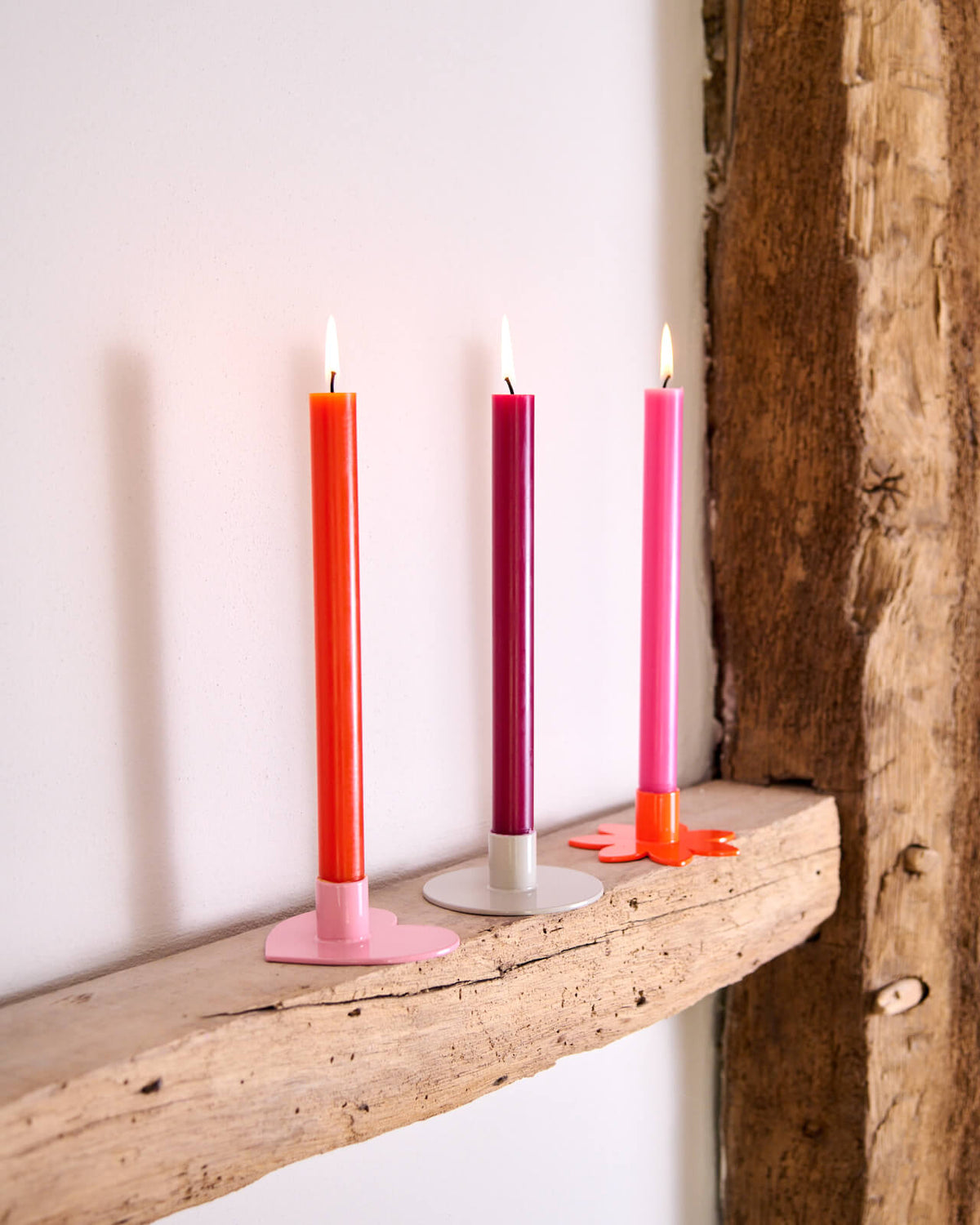 Kerzenständer | Kerzenhalter für Stabkerzen BLUME Orange + Kerze